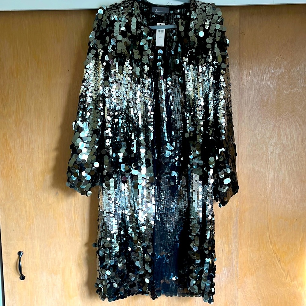Anthropologie Black and Silver Sequin Coat - Picture 3 of 8